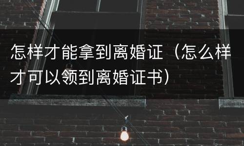 怎样才能拿到离婚证（怎么样才可以领到离婚证书）