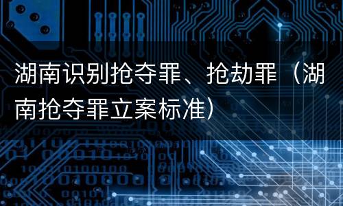 湖南识别抢夺罪、抢劫罪（湖南抢夺罪立案标准）