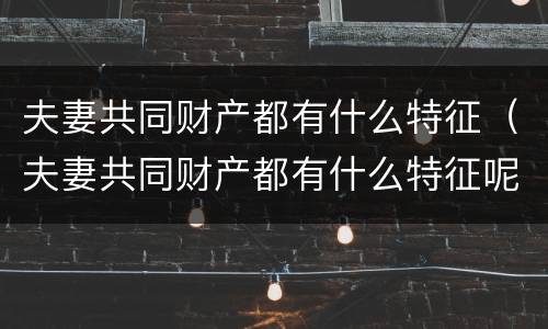 夫妻共同财产都有什么特征（夫妻共同财产都有什么特征呢）