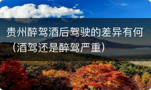 贵州醉驾酒后驾驶的差异有何（酒驾还是醉驾严重）