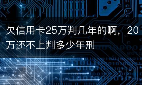 欠信用卡25万判几年的啊，20万还不上判多少年刑