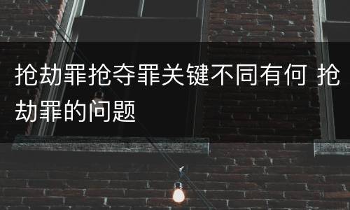 抢劫罪抢夺罪关键不同有何 抢劫罪的问题