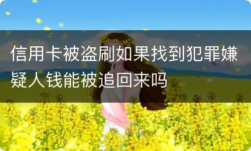 信用卡被盗刷如果找到犯罪嫌疑人钱能被追回来吗