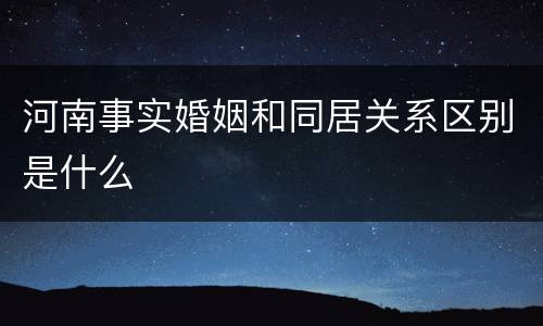河南事实婚姻和同居关系区别是什么