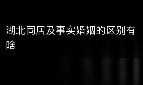 湖北同居及事实婚姻的区别有啥