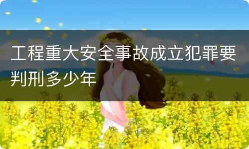 工程重大安全事故成立犯罪要判刑多少年