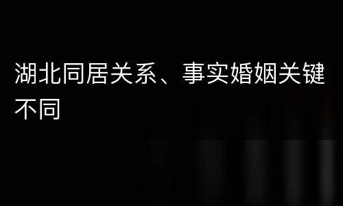 湖北同居关系、事实婚姻关键不同