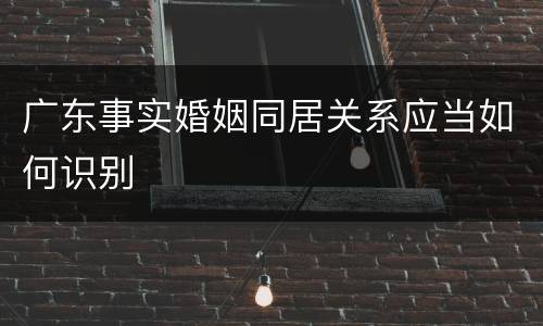 广东事实婚姻同居关系应当如何识别
