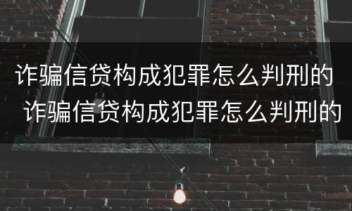 诈骗信贷构成犯罪怎么判刑的 诈骗信贷构成犯罪怎么判刑的案例