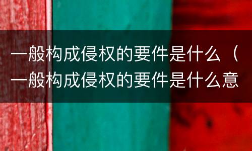 一般构成侵权的要件是什么（一般构成侵权的要件是什么意思）