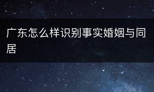 广东怎么样识别事实婚姻与同居