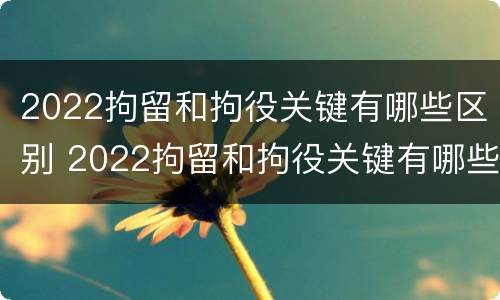 2022拘留和拘役关键有哪些区别 2022拘留和拘役关键有哪些区别呢