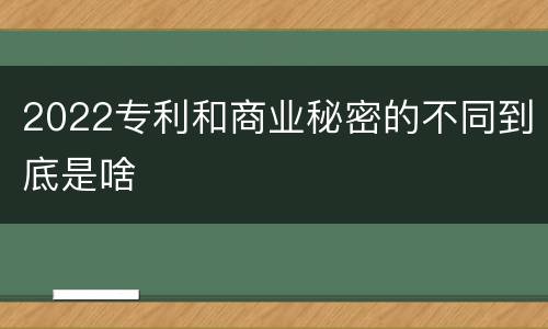 2022专利和商业秘密的不同到底是啥