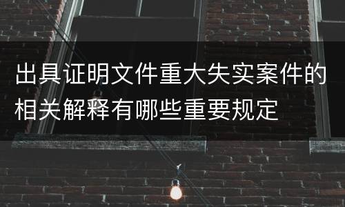出具证明文件重大失实案件的相关解释有哪些重要规定
