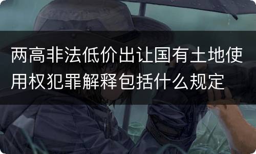 两高非法低价出让国有土地使用权犯罪解释包括什么规定