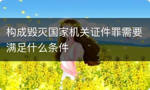 构成毁灭国家机关证件罪需要满足什么条件