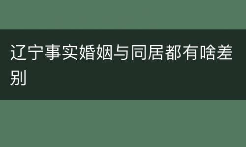 辽宁事实婚姻与同居都有啥差别