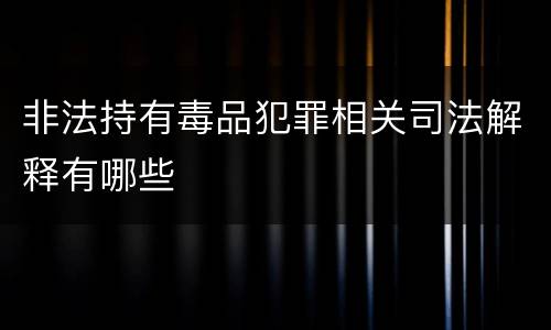非法持有毒品犯罪相关司法解释有哪些