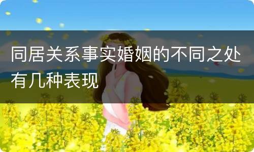 同居关系事实婚姻的不同之处有几种表现