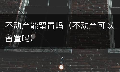 不动产能留置吗（不动产可以留置吗）