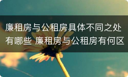 廉租房与公租房具体不同之处有哪些 廉租房与公租房有何区别