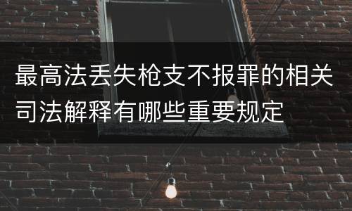 最高法丢失枪支不报罪的相关司法解释有哪些重要规定