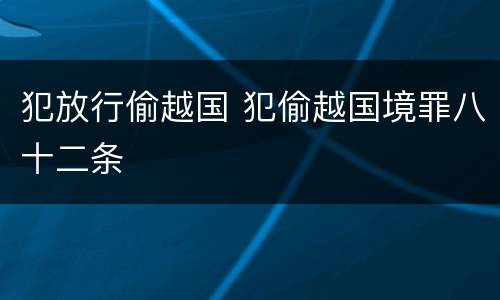 犯放行偷越国 犯偷越国境罪八十二条