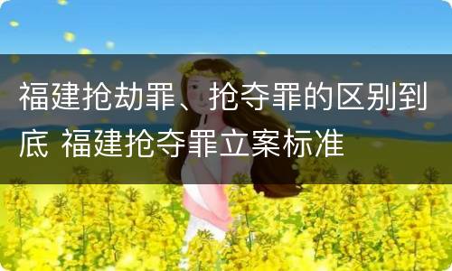 福建抢劫罪、抢夺罪的区别到底 福建抢夺罪立案标准