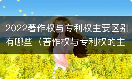 2022著作权与专利权主要区别有哪些（著作权与专利权的主要区别是什么?）