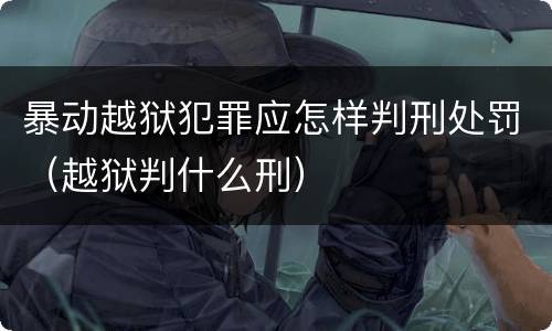 暴动越狱犯罪应怎样判刑处罚（越狱判什么刑）