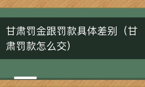 甘肃罚金跟罚款具体差别（甘肃罚款怎么交）