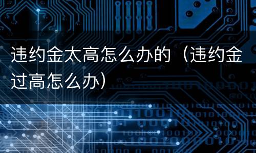 违约金太高怎么办的（违约金过高怎么办）