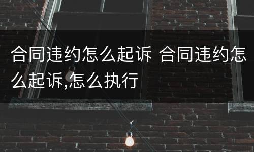 合同违约怎么起诉 合同违约怎么起诉,怎么执行