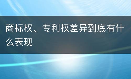 商标权、专利权差异到底有什么表现