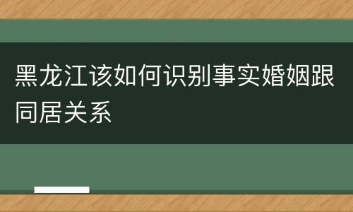 黑龙江该如何识别事实婚姻跟同居关系