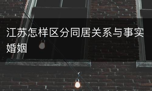 江苏怎样区分同居关系与事实婚姻