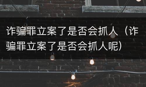 诈骗罪立案了是否会抓人（诈骗罪立案了是否会抓人呢）