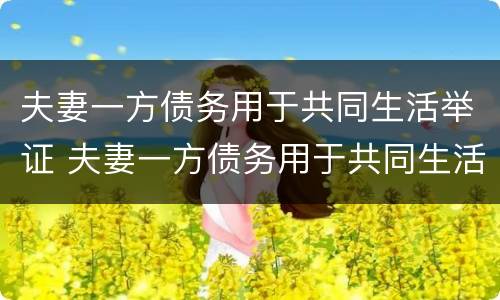 夫妻一方债务用于共同生活举证 夫妻一方债务用于共同生活举证责任吗