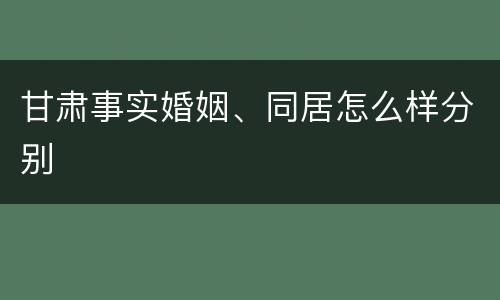 甘肃事实婚姻、同居怎么样分别