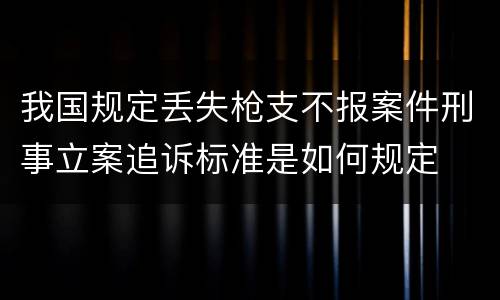 我国规定丢失枪支不报案件刑事立案追诉标准是如何规定