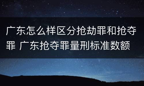 广东怎么样区分抢劫罪和抢夺罪 广东抢夺罪量刑标准数额