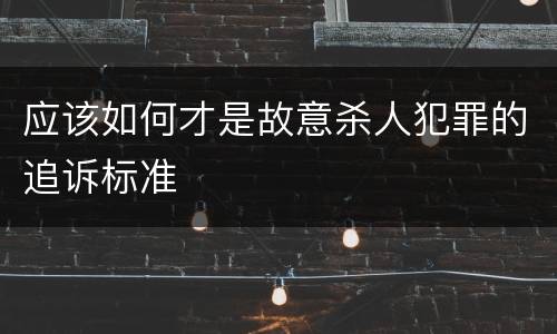 应该如何才是故意杀人犯罪的追诉标准
