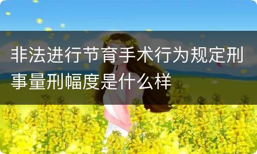 非法进行节育手术行为规定刑事量刑幅度是什么样