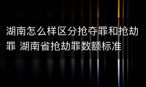 湖南怎么样区分抢夺罪和抢劫罪 湖南省抢劫罪数额标准