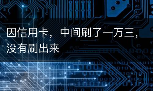 因信用卡，中间刷了一万三，没有刷出来