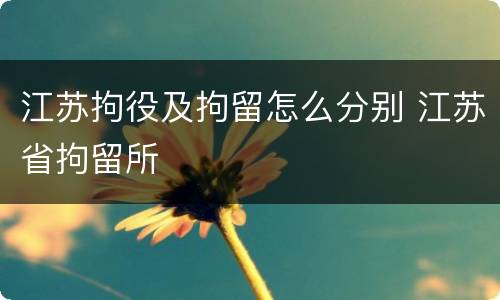 江苏拘役及拘留怎么分别 江苏省拘留所