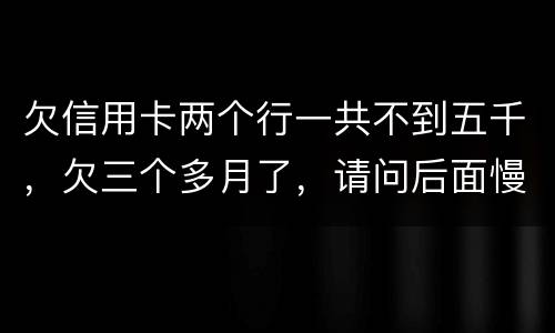 欠信用卡两个行一共不到五千，欠三个多月了，请问后面慢慢还还会起诉吗