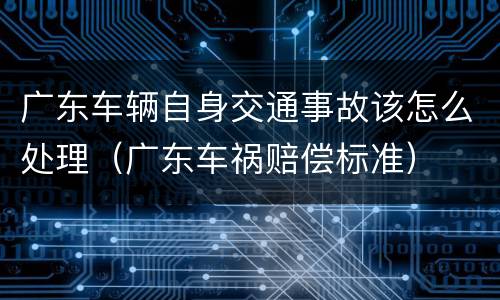 广东车辆自身交通事故该怎么处理（广东车祸赔偿标准）