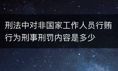 刑法中对非国家工作人员行贿行为刑事刑罚内容是多少