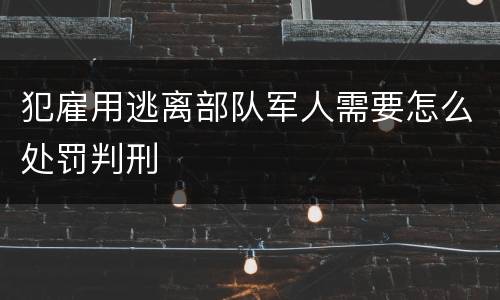 犯雇用逃离部队军人需要怎么处罚判刑